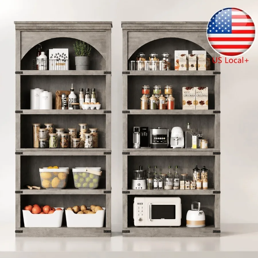 Storage - 68.7 Tall Farmhouse Arched Bookcase, 5-Tier