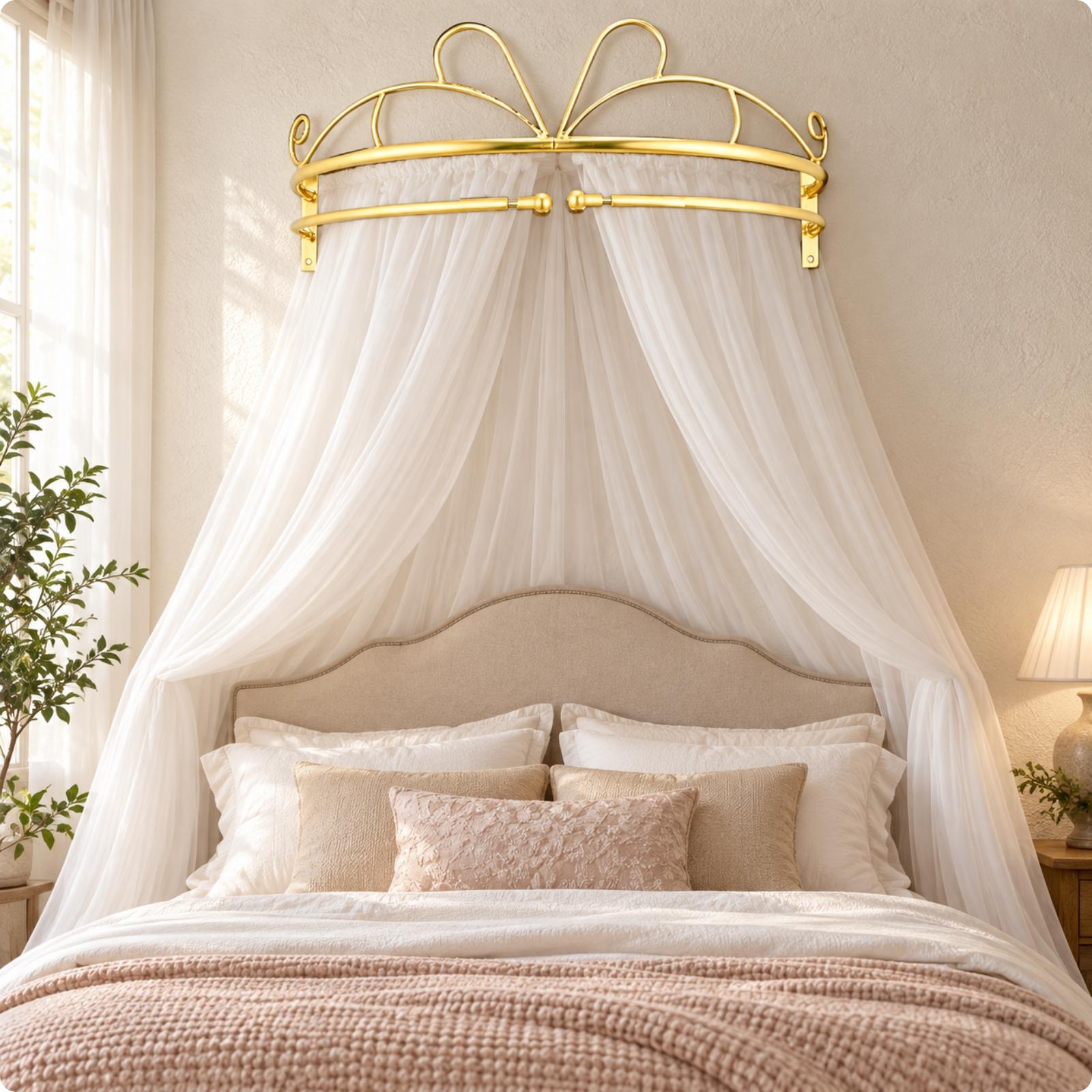 Gold Metal Wall Mounted Bed Ca - Canopy Bed Frame Metal Queen review and price