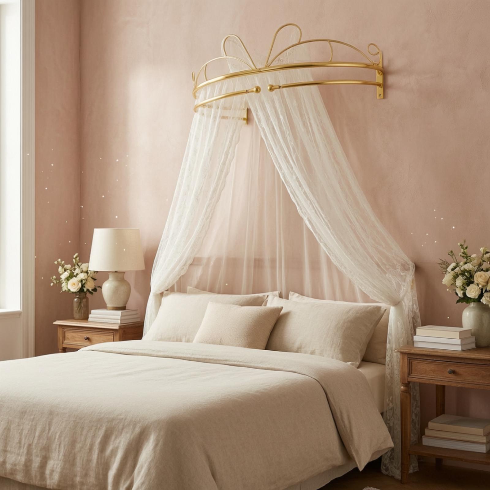 Gold Metal Wall Mounted Bed Ca - Canopy Bed Frame Metal Queen review and price