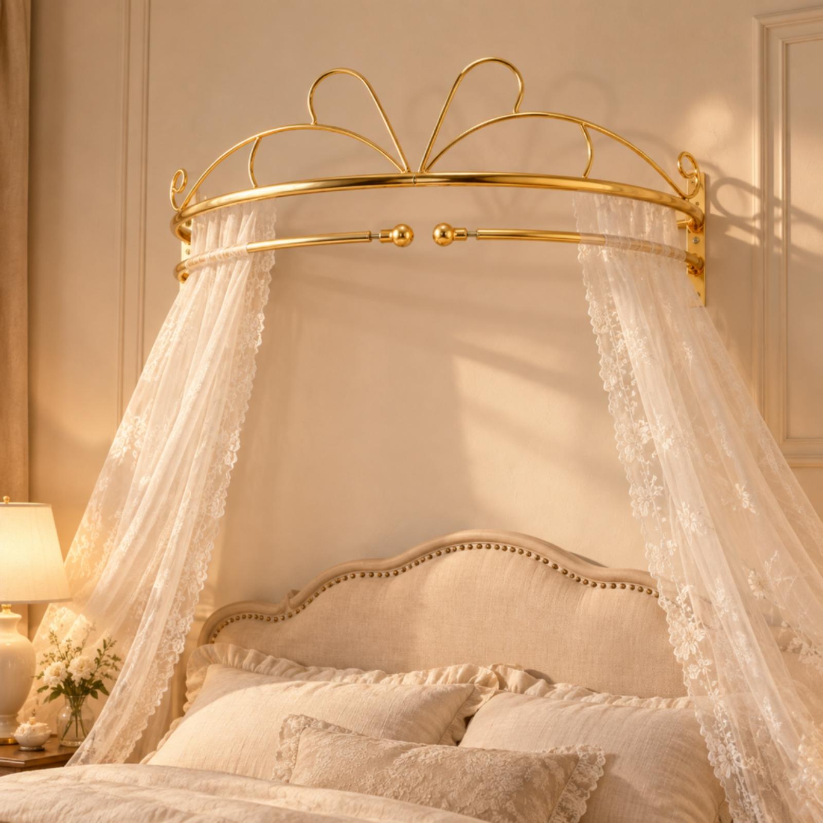 Gold Metal Wall Mounted Bed Ca - Canopy Bed Frame Metal Queen review and price
