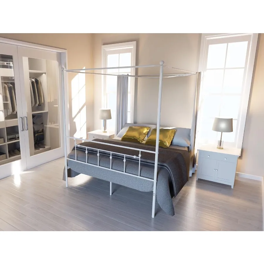 East West Furniture - ATQCWHI  - Canopy Bed Frame Metal Queen review and price