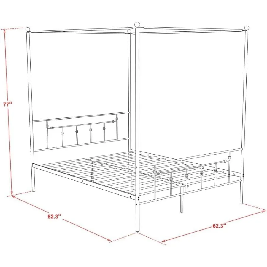 East West Furniture - ATQCWHI  - Canopy Bed Frame Metal Queen review and price