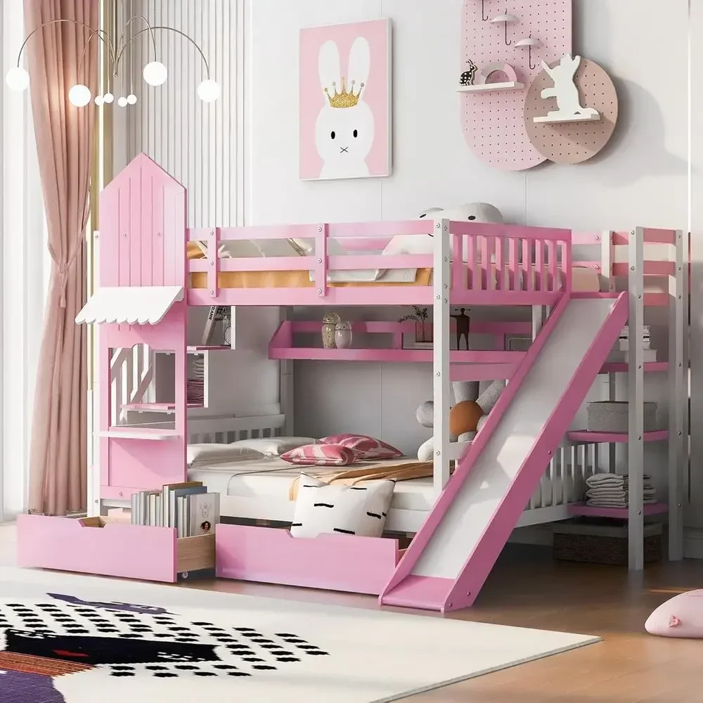 Kids Bunk Bed with Stairs, Sli - Bunk Bed With Stairs And Slide review and price
