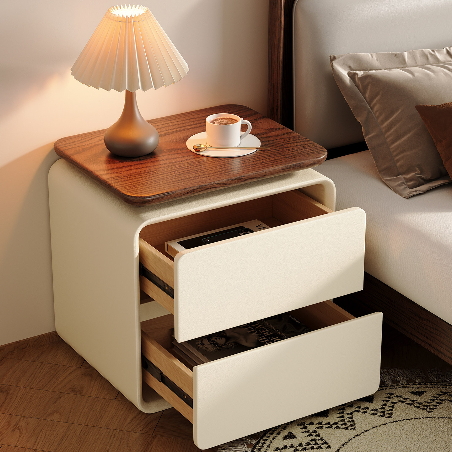 Modern Minimalist 2-drawer Cat - Solid Wood Nightstand 2 Drawers review and price