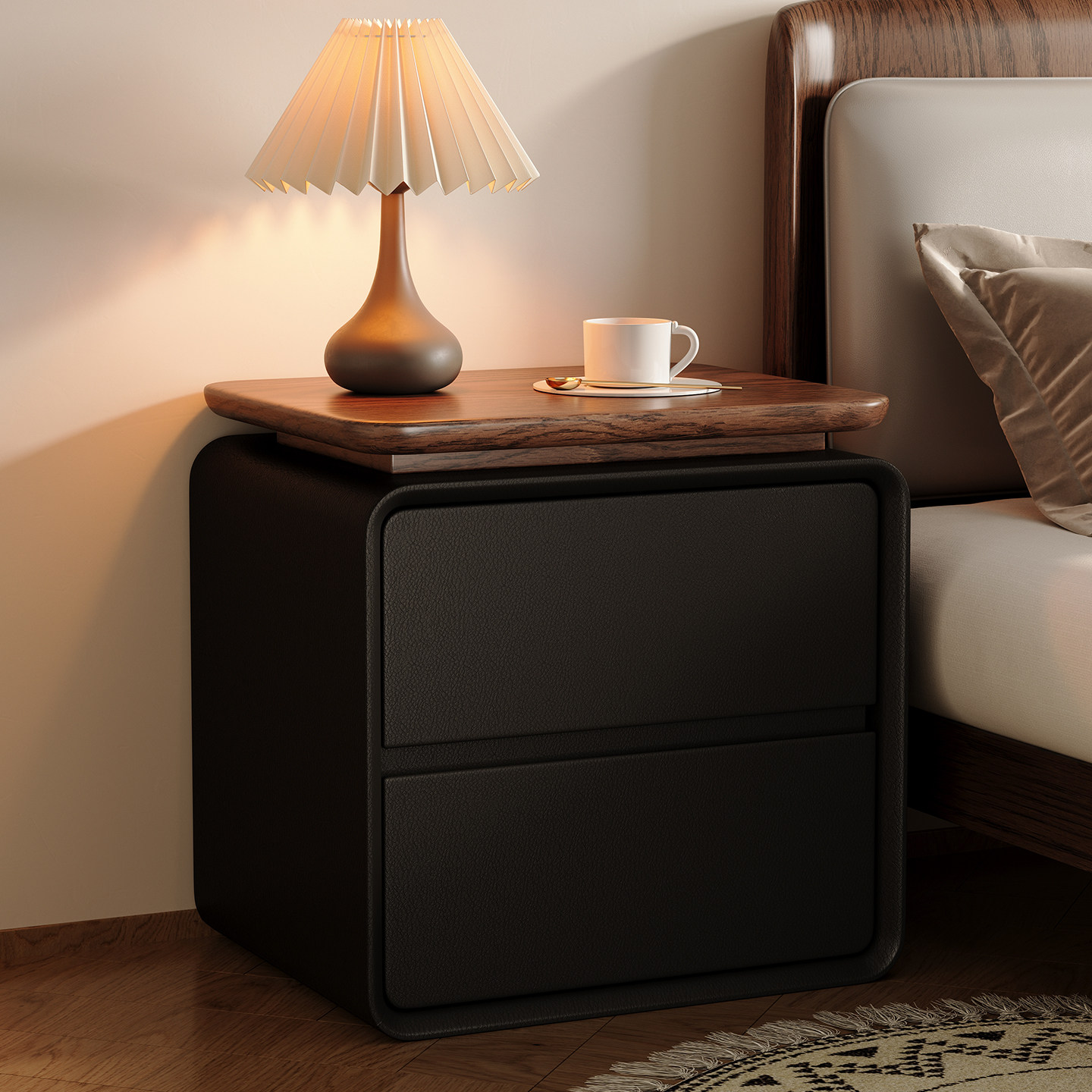 Modern Minimalist 2-drawer Cat - Solid Wood Nightstand 2 Drawers review and price