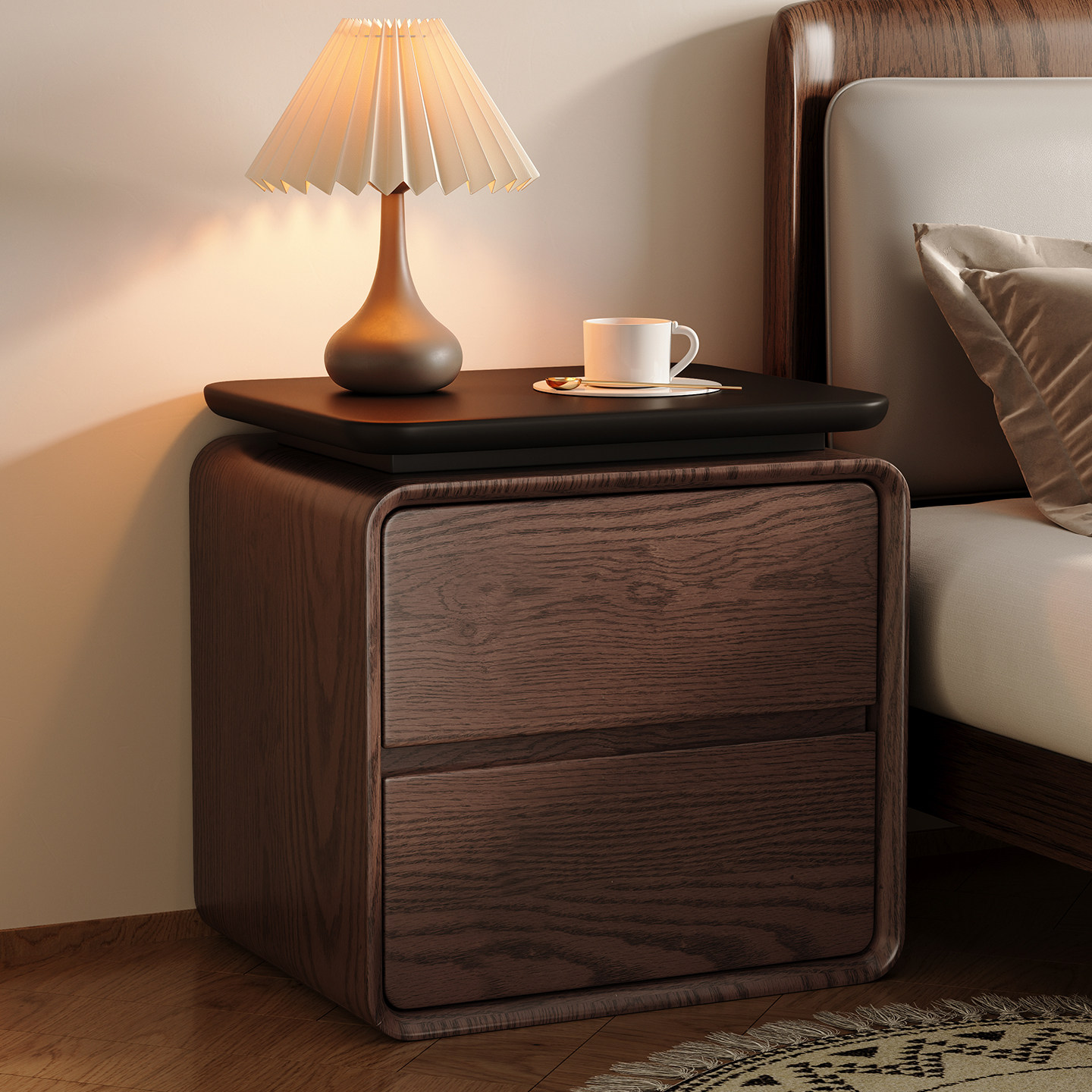Modern Minimalist 2-drawer Cat - Solid Wood Nightstand 2 Drawers review and price
