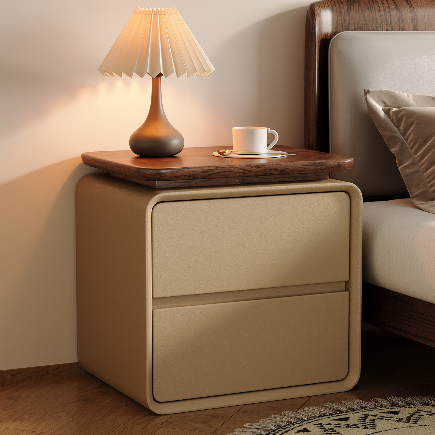 Modern Minimalist 2-drawer Cat - Solid Wood Nightstand 2 Drawers review and price