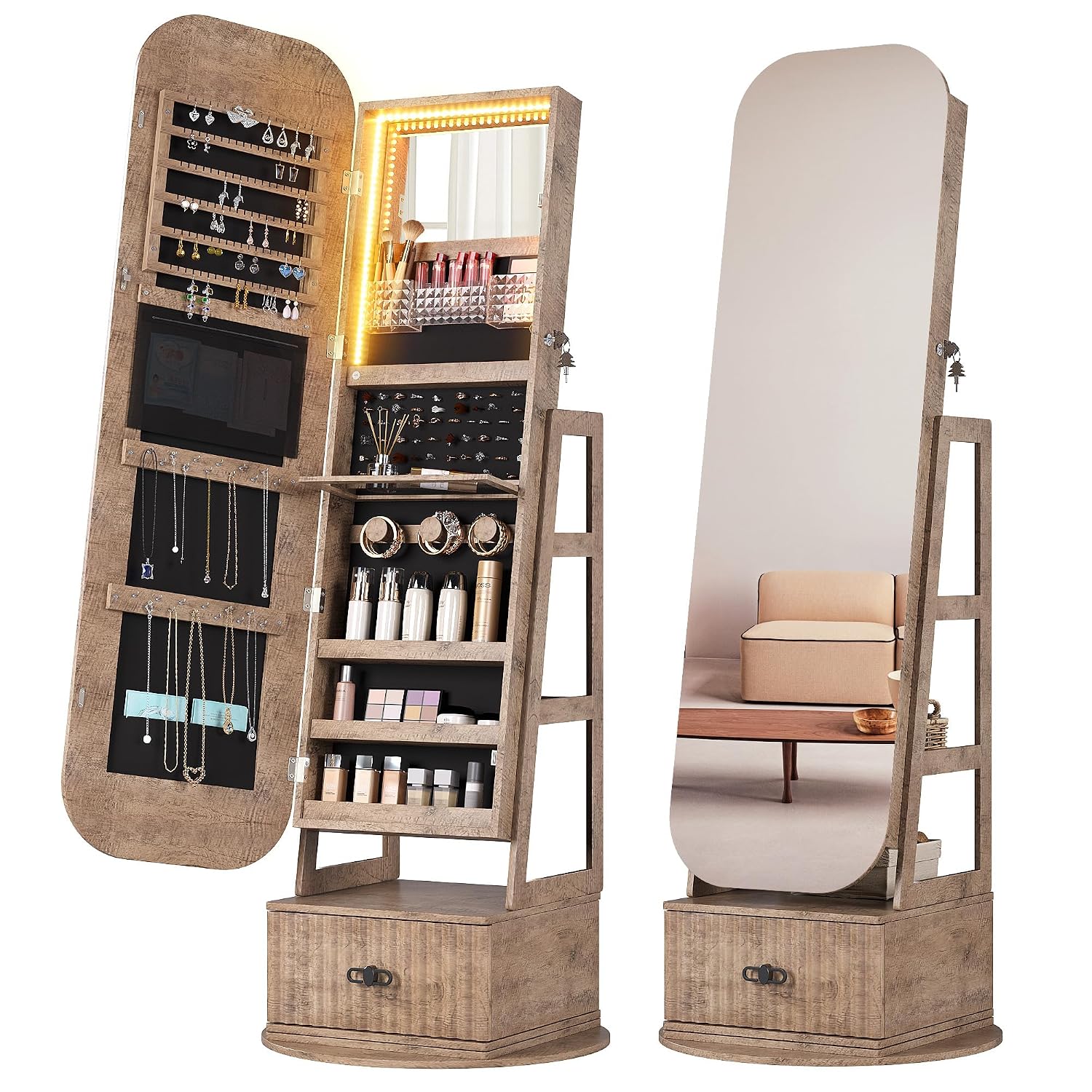 360 Swivel Jewelry Armoire Org - Full Length Mirror Jewelry Armoire review and price