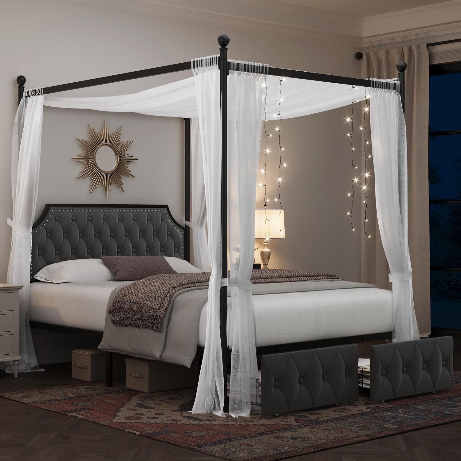 Queen Canopy Bed Frame with St - Canopy Bed Frame Metal Queen review and price