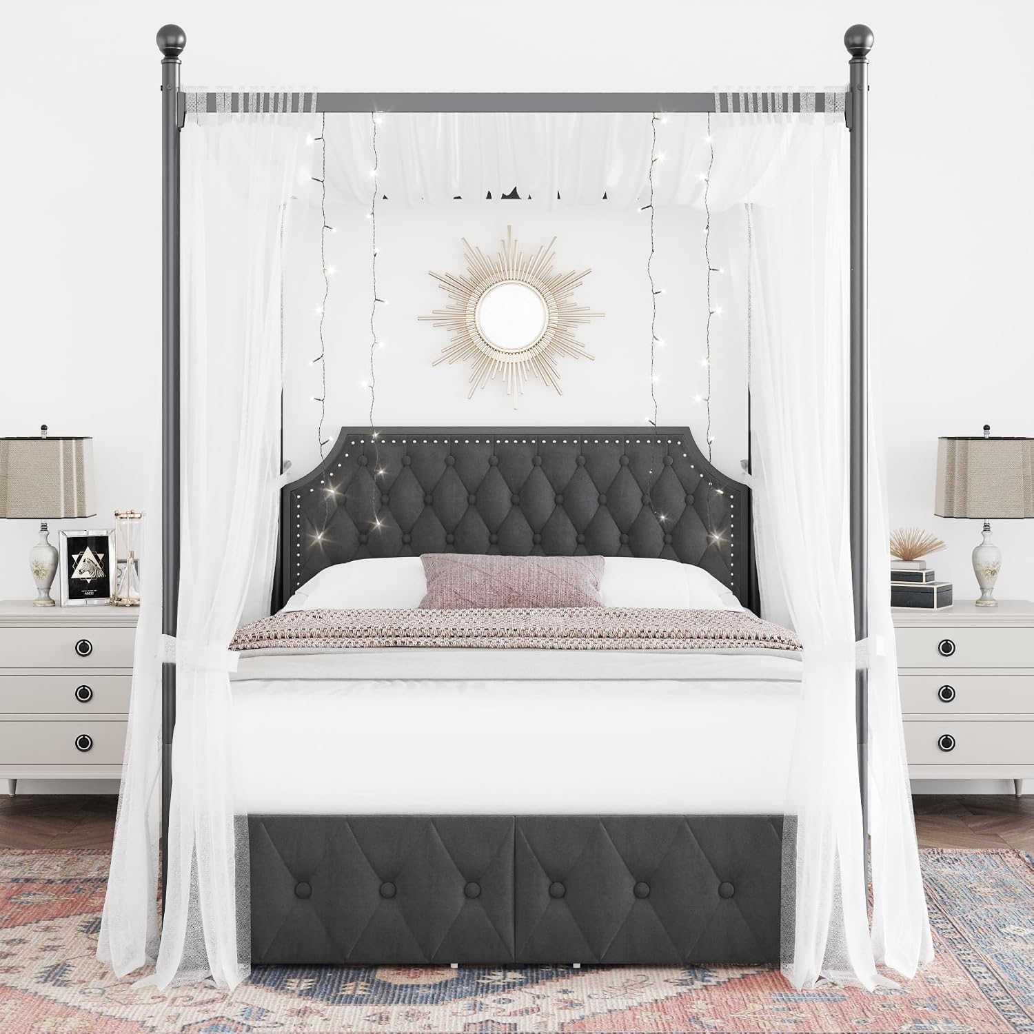 Queen Canopy Bed Frame with St - Canopy Bed Frame Metal Queen review and price