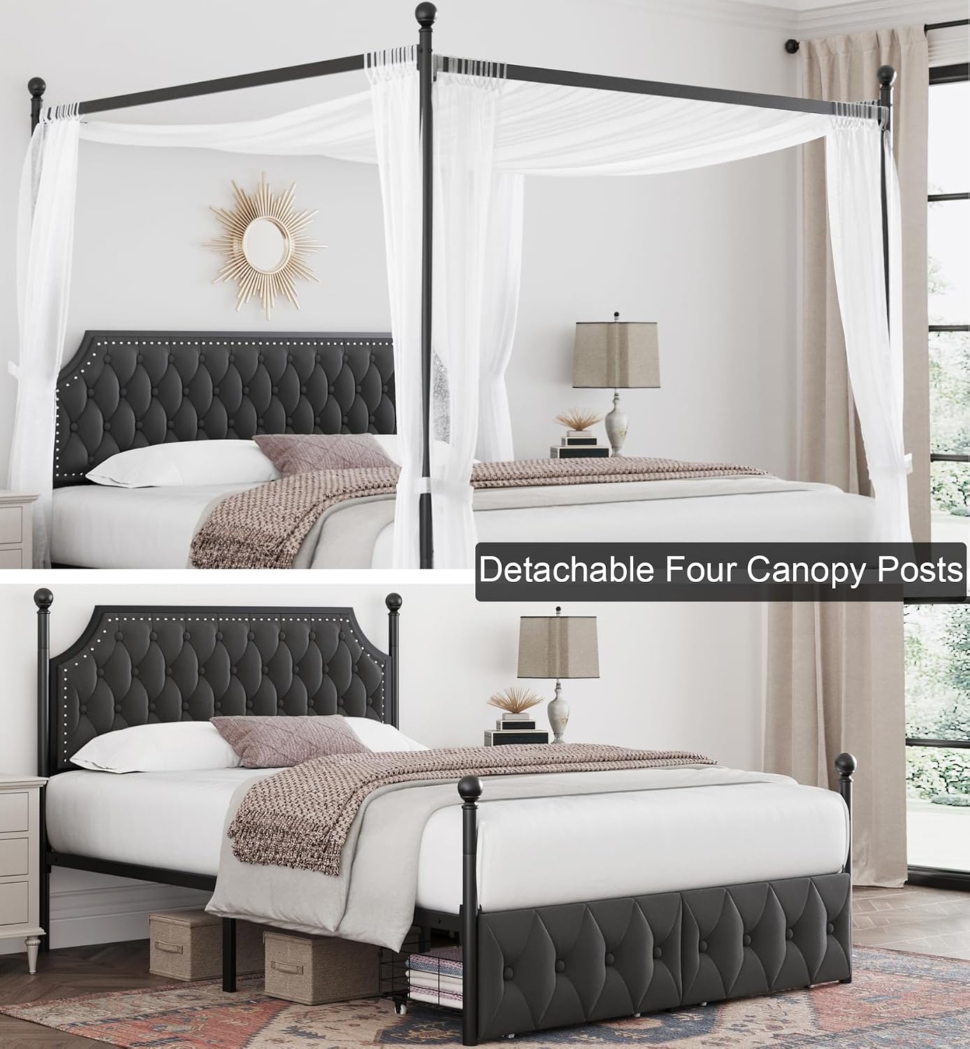 Queen Canopy Bed Frame with St - Canopy Bed Frame Metal Queen review and price