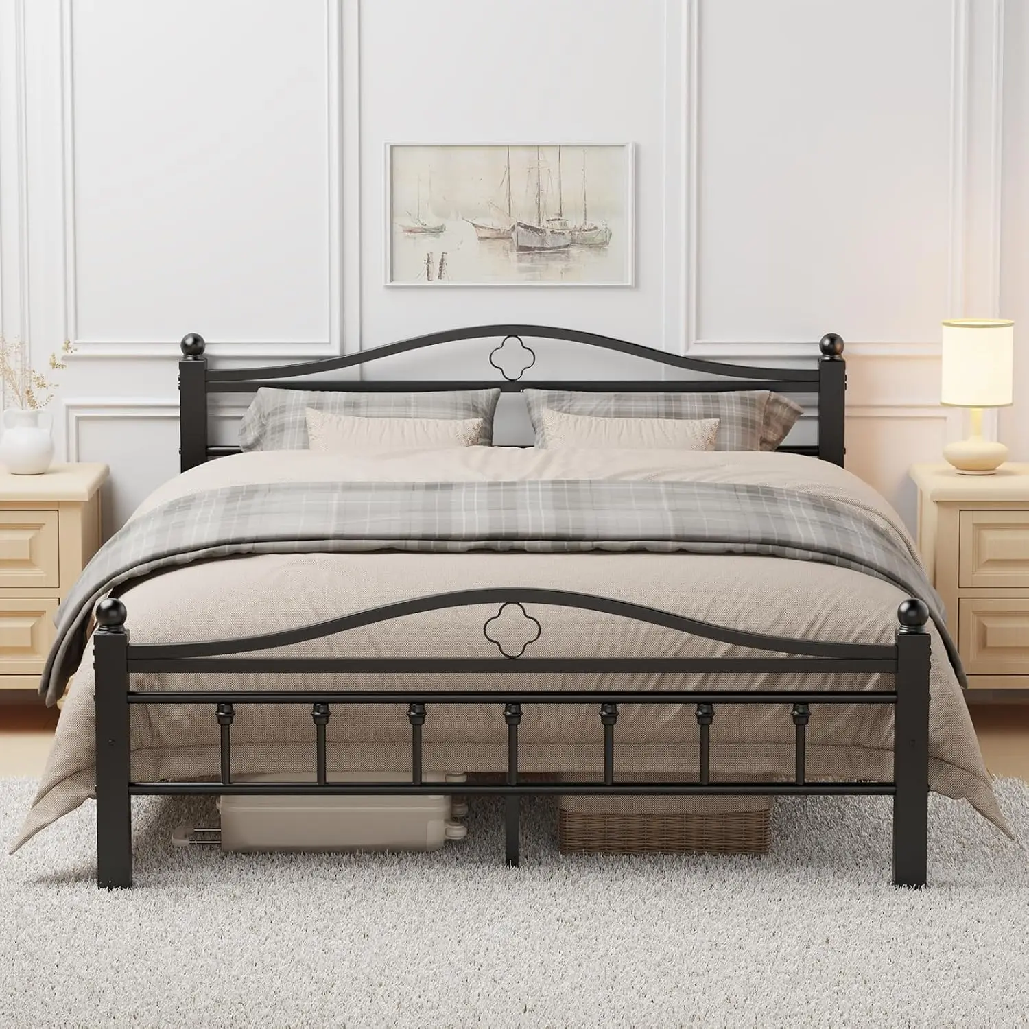 Queen Metal Bed Frame with Hea - Canopy Bed Frame Metal Queen review and price