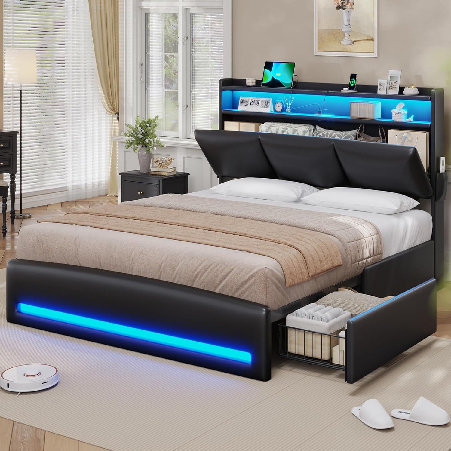 Queen Bed Frame with Storage H - Canopy Bed Frame Metal Queen review and price