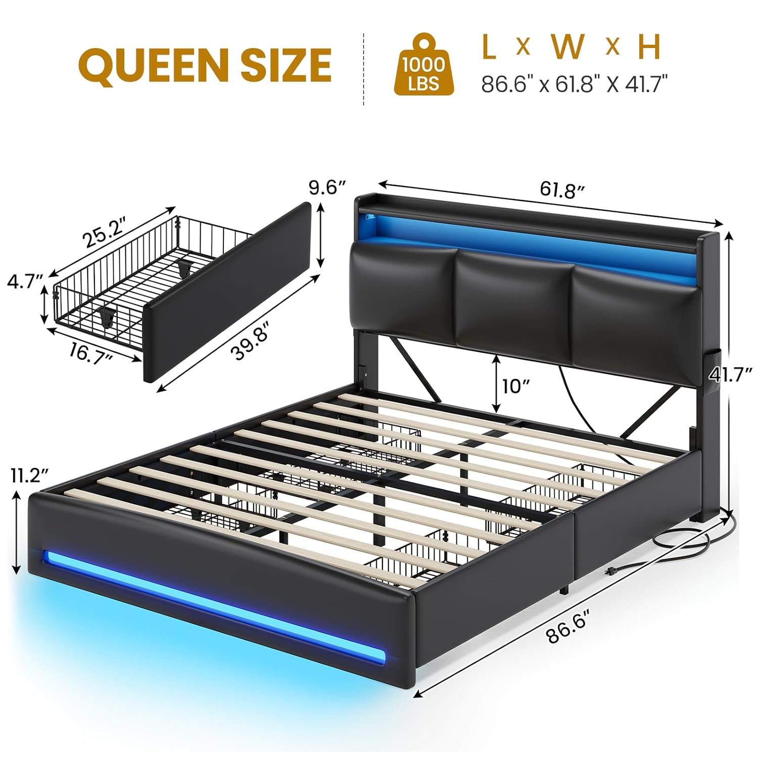Queen Bed Frame with Storage H - Canopy Bed Frame Metal Queen review and price