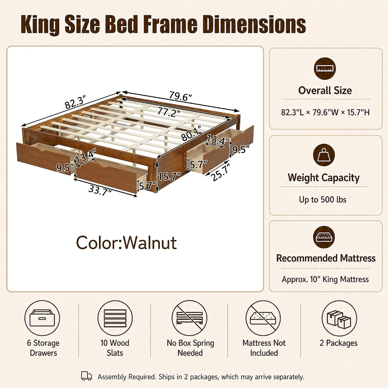 Minimalist Pine Wood Platform  - King Size Bed Frame With Storage Drawers review and price