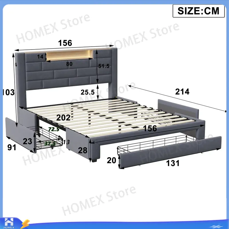 5FT Double Bed Frame with Stor - Gas Lift Storage Bed Hydraulic review and price