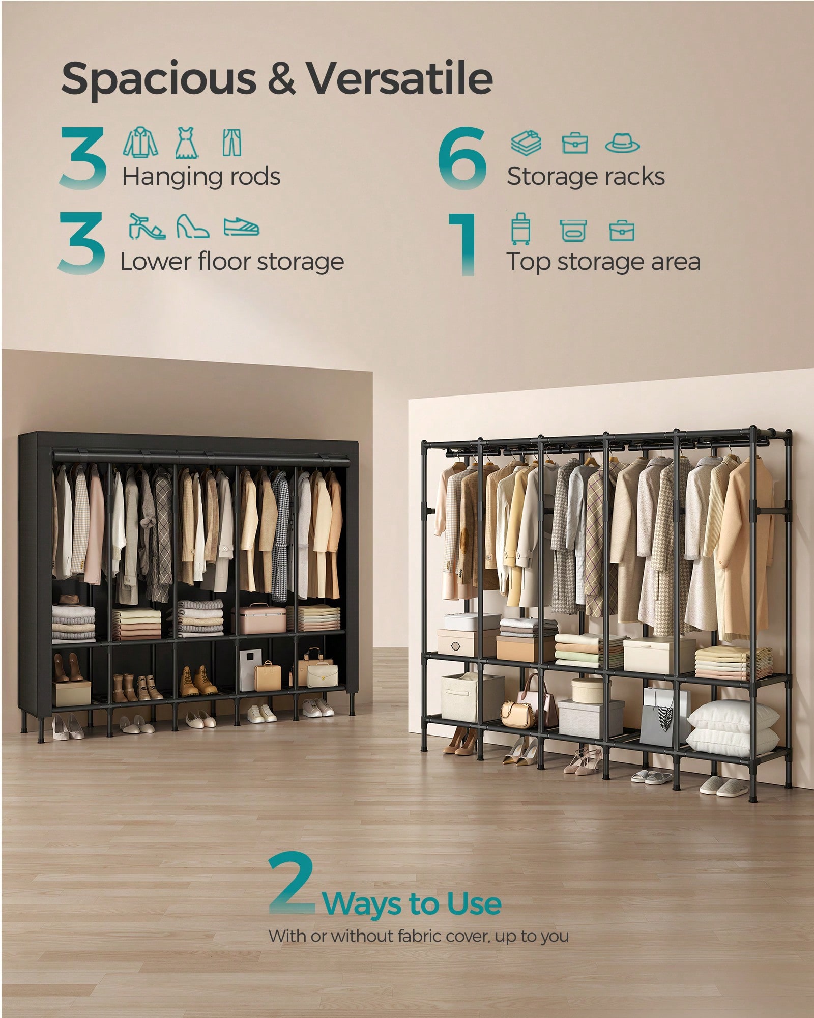 Heavy Duty Portable Wardrobe C - Wardrobe Closet Portable Fabric Cover review and price