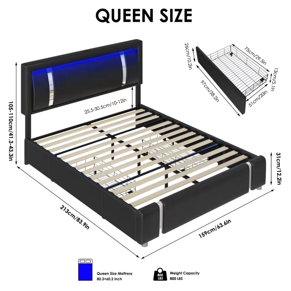 Queen Size Modern Upholstered  - Canopy Bed Frame Metal Queen review and price